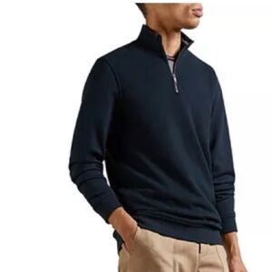 Ted Baker London funnel half zip navy sweater sz 2